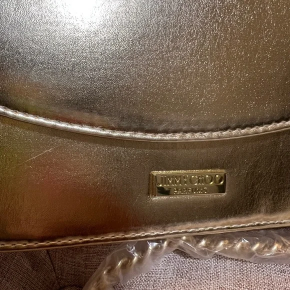 Jimmy Choo Gold Crossbody Bag with Chain Strap - Picture 3 of 9